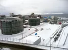 De aardgascentrale Snøhvit LNG van Equinor op het eiland Melkøya, gefotografeerd op 24 april 2008. De installatie ligt in het uiterste noorden van Noorwegen, op circa 2.000 kilometer van de Noordpool