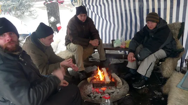 Tentprotest in Letland, bij -20 graden