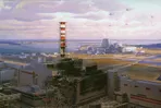 De kerncentrale in Tsjernobyl na de ramp