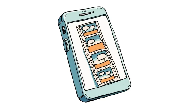 Illustratie van een mobiel met een filmscript editor