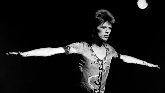 David Bowie tijdens de Ziggy Stardust Aladdin Sane Tour in 1973 in Leeds