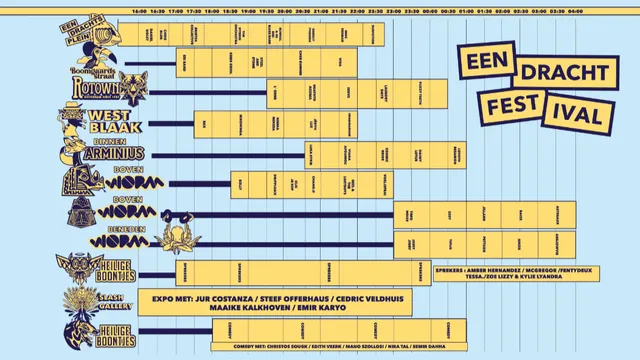 Tijdschema Eendracht Festival 2023