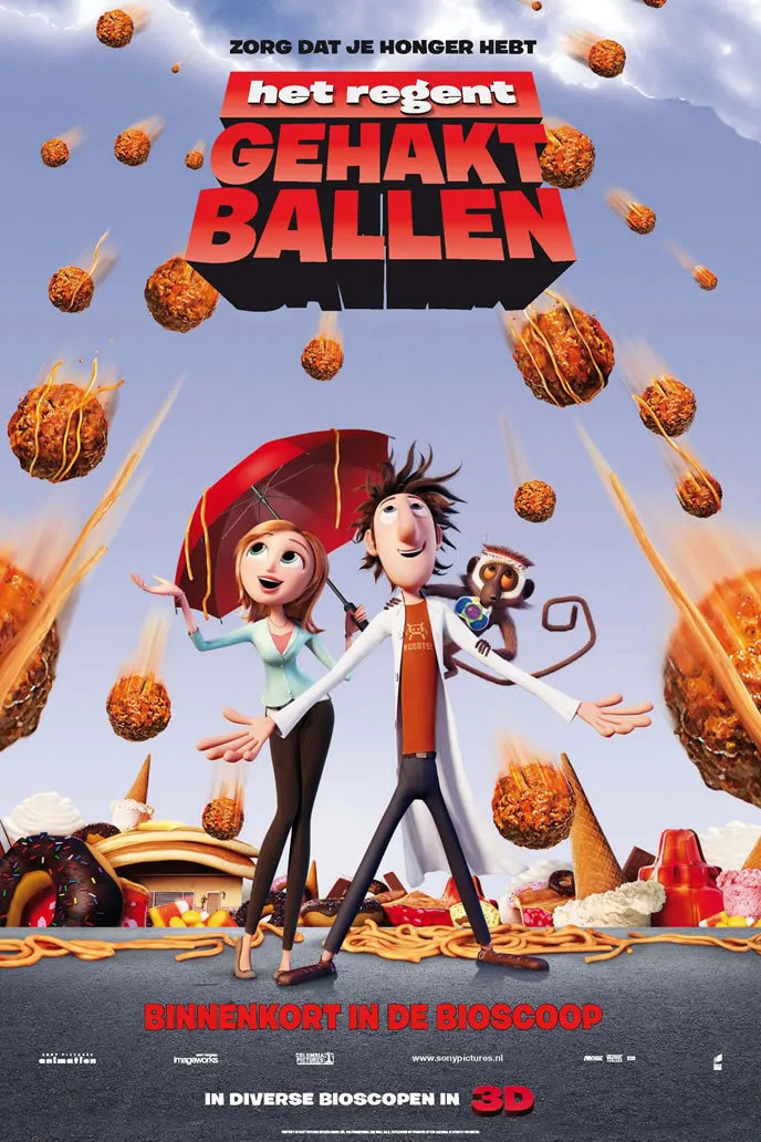 Het regent gehaktballen poster