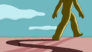 Illustratie van een lopende reus