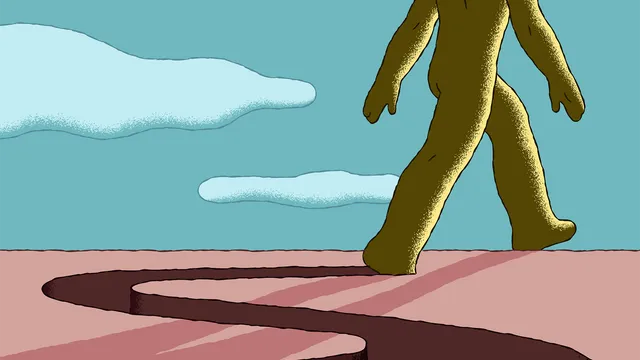 Illustratie van een lopende reus