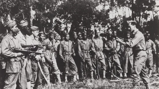 Casino kamp New South Wales, Australië. Op de foto het 1e vrijwilligers-detachement uit Suriname. 1944.
