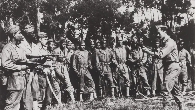 Casino kamp New South Wales, Australië. Op de foto het 1e vrijwilligers-detachement uit Suriname. 1944.