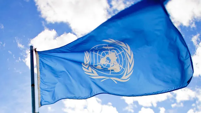united nations flag 
UN flag at the Calgary War Museums