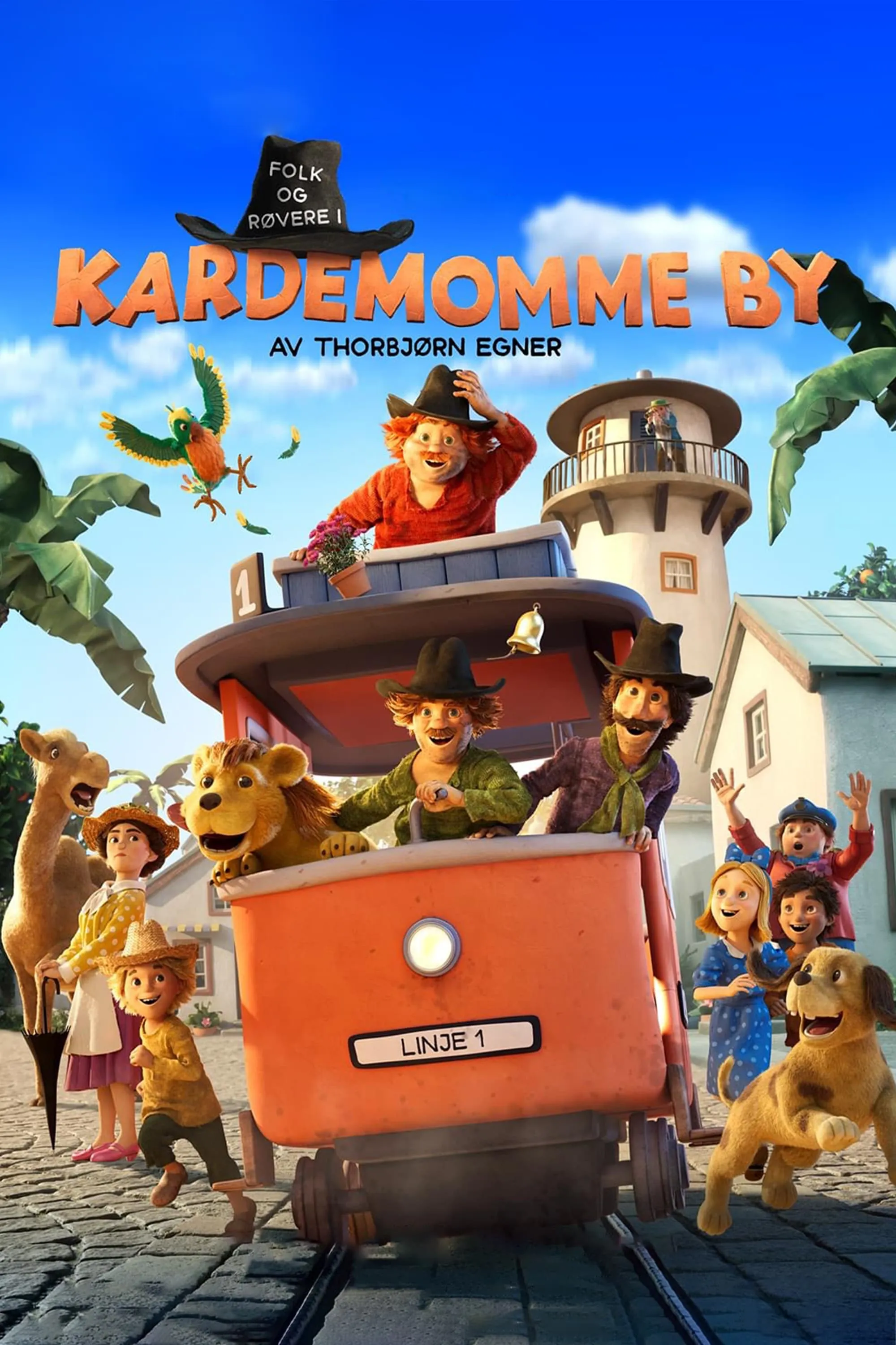 Drie rovers en een leeuw poster