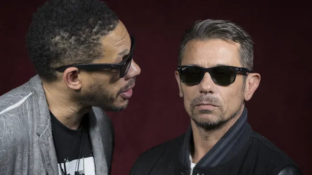 French rappers of the band Supreme NTM, Didier Morville, aka JoeyStarr (L), and Bruno Lopes, aka Kool Shen (R)