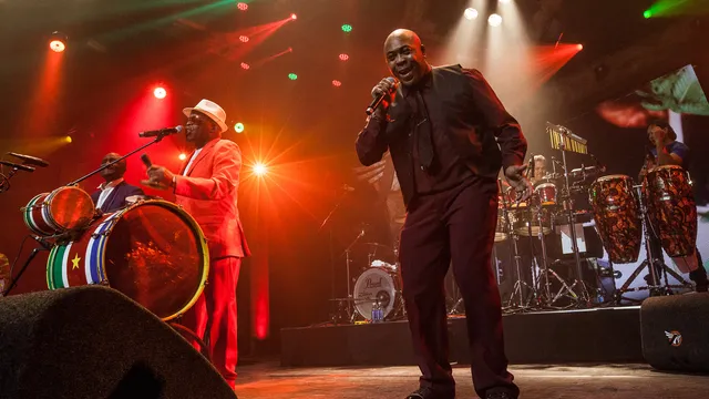 Edgar Burgos (l) en Patrick Tevreden bij Surinaams Goud in Oosterpoort Grote Zaal, Noorderslag 2016