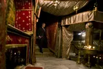 US President George W. Bush enters the Grotto of the Nativity, believed to be the birth place of Jesus, while visiting the Church of the Nativity in the West Bank town of Bethlehem, 10 January 2008. Bush prayed at the traditional birthplace of Jesus today, in a Bethlehem swamped by security forces, his first stop on a pilgrimage to some of Christianity's holiest sites. AFP PHOTO/JIM WATSON JIM WATSON / AFP
