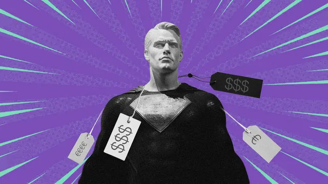 Superheld met prijskaartjes