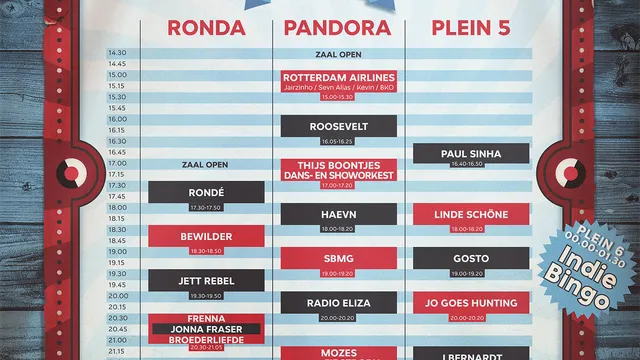 Blokkenschema Song van het Jaar Festival 2016
