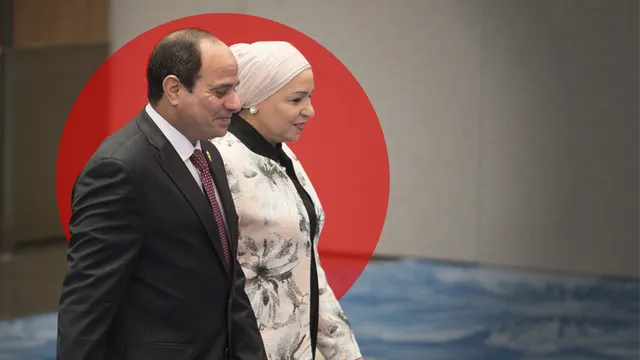 De Egyptische president Sisi met zijn vrouw in 2017