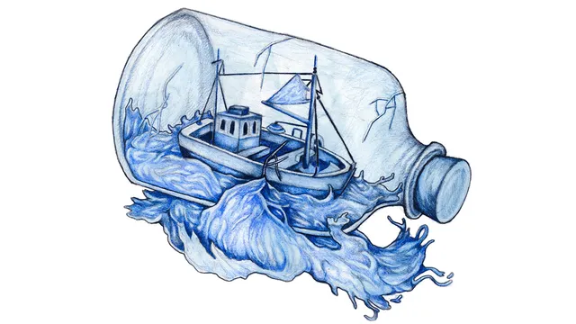 Illustratie bij de podcast Zwijgen aan zee