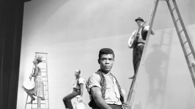 "Another Person Inside the Person" B/W Blues Suite, Alvin on his knees with glowering look in eyes (already one of our signature press images)