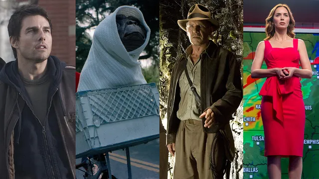 Een header van War of the World, E.T. the Extra-Terrestrial, Indiana Jones and the Kingdom of the Crystal Skull en Disclosure Day