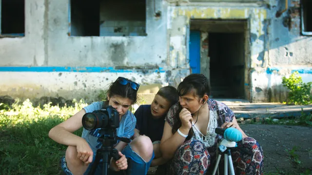 Gezin aan het opnemen