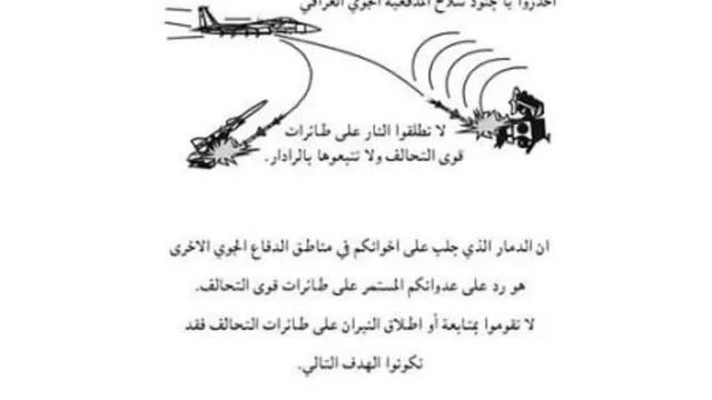 Amerikaans pamflet zoals deze worden uitgeworpen boven Irak (klik voor vergroting)
