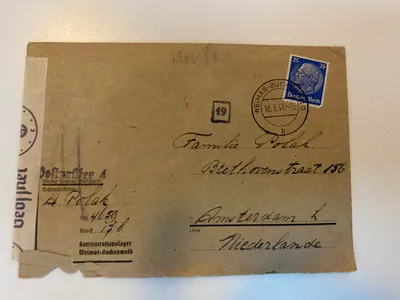 Enveloppe brief Bram Polak uit Buchenwald