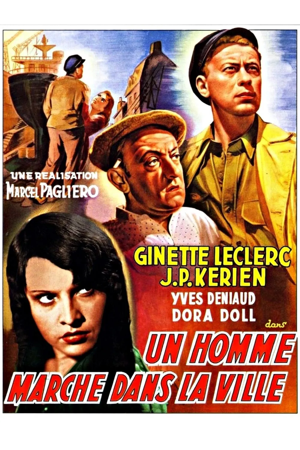 Un homme marche dans la ville poster