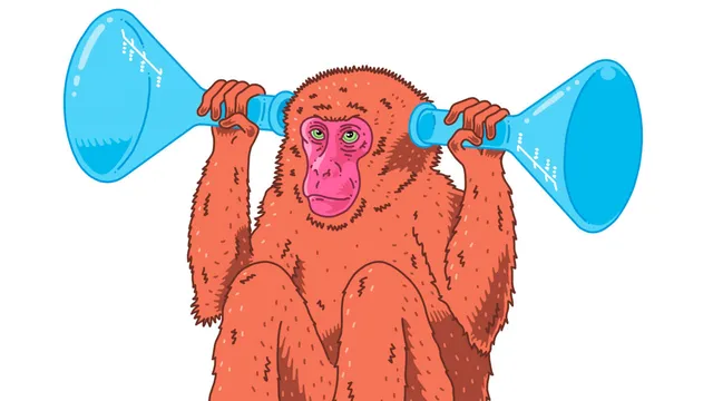 Illustratie van een app met reageerbuisjes voor de wetenschapspodcasts
