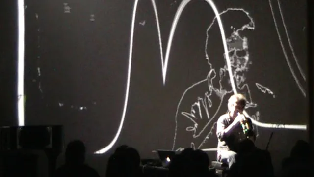 Nils Petter Molvaer tijdens een concert op 7 november 2013 in de Clubzaal van de Verkadefabriek in Den Bosch, November Music 2013. Still uit video.