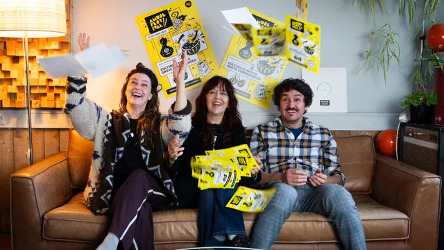 De AMUSE Festival-organisatoren, van rechts naar links: Lucas Meijers, Helen van Oosten en Lonia van Vliet. Foto: Jaime Korbee.