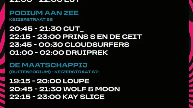 Tijdschema Hipfest 2022