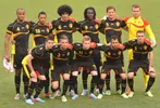 Het Belgisch team in mei 2013. België stuurde uiteindelijk twee voetballers naar het WK die niet in België geboren zijn.