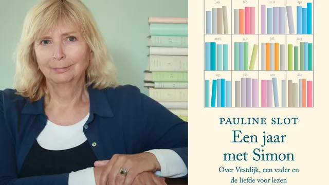 Foto van Pauline Slot + cover van het boek Een jaar met Simon