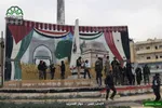 Deze foto werd op het officiële twitter account van Ahrar al-Sham geplaatst, kort na de overname van de Syrische stad Idlib in 2015.